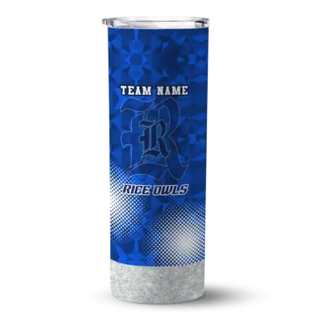 Custom Rice Owls Starburst Tiles Navy Blue Skinny Tumbler
