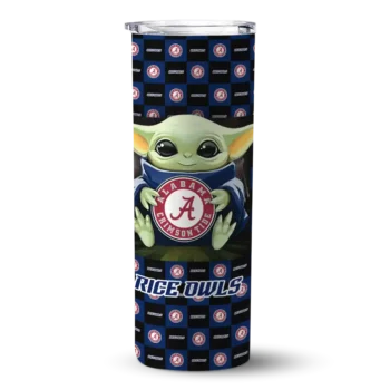 Custom Rice Owls Yoda Cozy Navy Blue Black Skinny Tumbler
