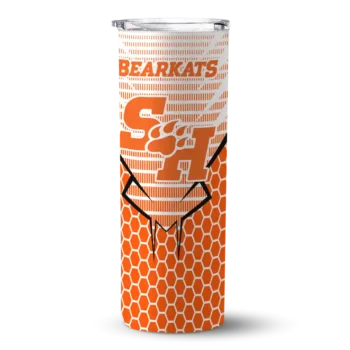 Custom Sam Houston Bearkats Chevron Stripes Orange Skinny Tumbler