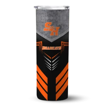 Custom Sam Houston Bearkats Hexagon Honeycomb Orange Black Skinny Tumbler