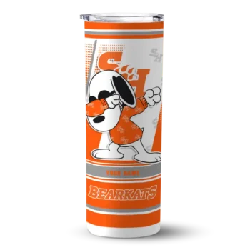 Custom Sam Houston Bearkats Snoopy Dog Orange White Skinny Tumbler