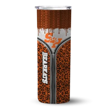Custom Sam Houston Bearkats Sparkle Drip Orange Skinny Tumbler