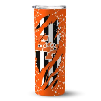 Custom Sam Houston Bearkats Star Pop Orange Black Skinny Tumbler