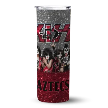 Custom San Diego State Aztecs Kiss Band Black Skinny Tumbler
