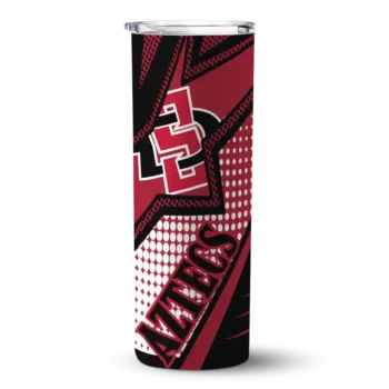 Custom San Diego State Aztecs Web Stripes Red White Skinny Tumbler