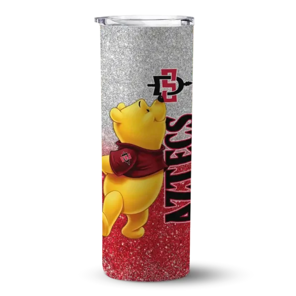 custom san diego state aztecs winnie the pooh red gray skinny tumbler best selling 1