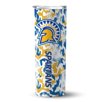 Custom San Jose State Spartans Claw Marks Blue White Skinny Tumbler