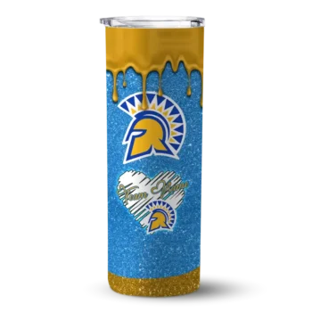 Custom San Jose State Spartans Pixel Fade Blue Skinny Tumbler