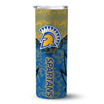 Custom San Jose State Spartans Spiral Burst Print Blue Skinny Tumbler