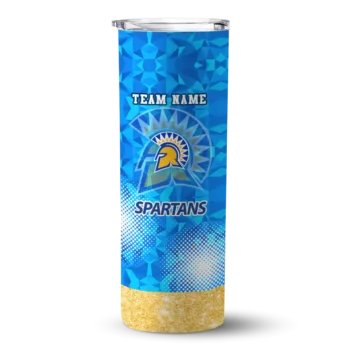Custom San Jose State Spartans Starburst Tiles Blue Skinny Tumbler