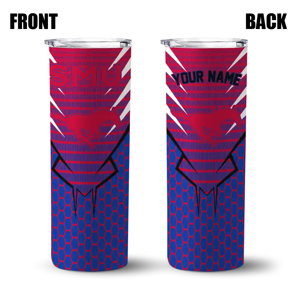 custom-smu-mustangs-chevron-stripes-blue-skinny-tumbler-fashion-forward.webp
