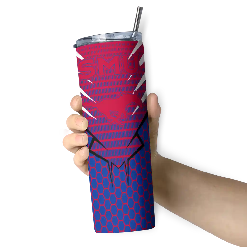 custom-smu-mustangs-chevron-stripes-blue-skinny-tumbler-premium-grade.webp