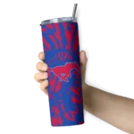 custom-smu-mustangs-metallic-grid-blue-skinny-tumbler-best-selling.webp