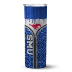 custom-smu-mustangs-sparkle-drip-blue-skinny-tumbler-best-selling.webp