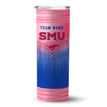 Custom SMU Mustangs Swirl Texture Blue Skinny Tumbler