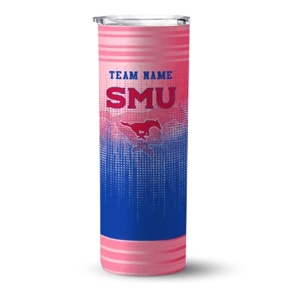 custom smu mustangs swirl texture blue skinny tumbler best selling