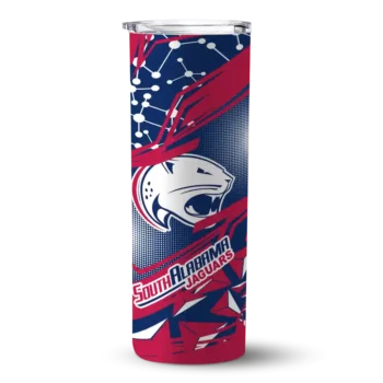 Custom South Alabama Jaguars Helmet Clash Blue Skinny Tumbler