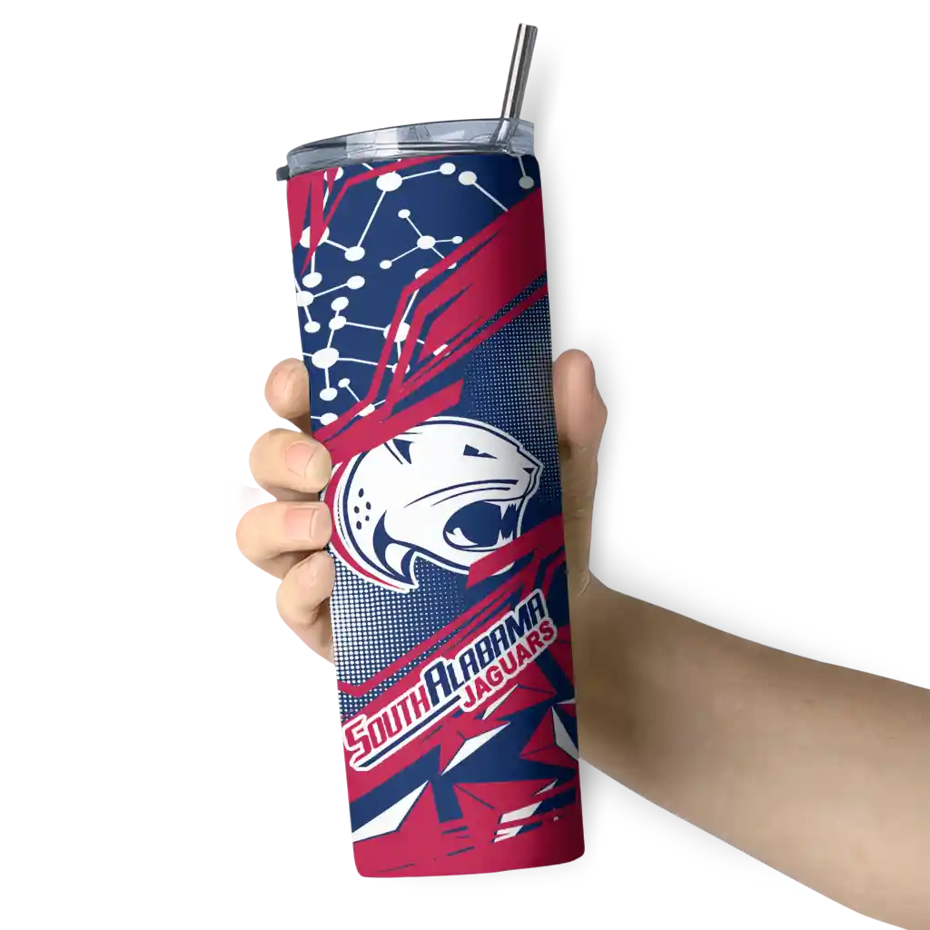 custom-south-alabama-jaguars-helmet-clash-blue-skinny-tumbler-premium-grade.webp