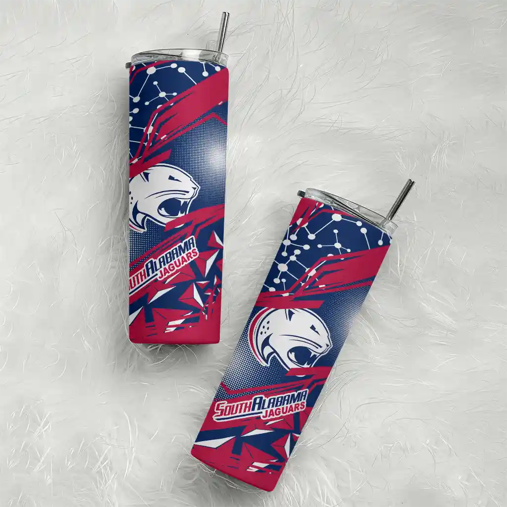 custom-south-alabama-jaguars-helmet-clash-blue-skinny-tumbler-top-rated.webp
