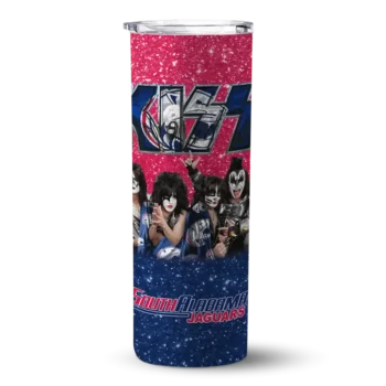 Custom South Alabama Jaguars Kiss Band Red Skinny Tumbler