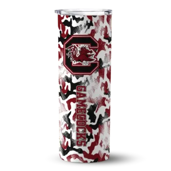 Custom South Carolina Gamecocks Claw Marks Garnet White Skinny Tumbler