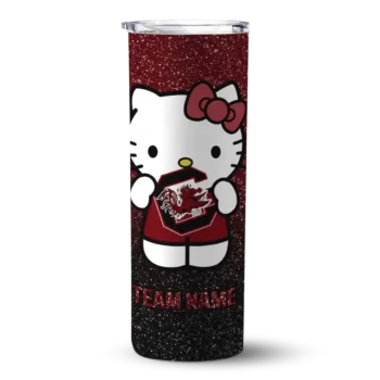 Custom South Carolina Gamecocks Hello Kitty Garnet Black Skinny Tumbler