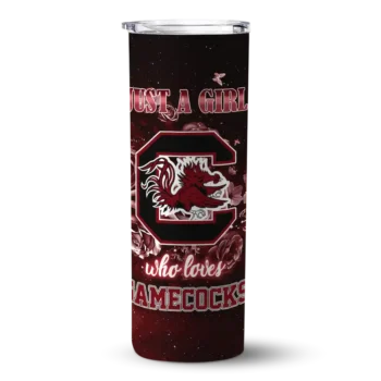 Custom South Carolina Gamecocks Rose Romance Garnet Black Skinny Tumbler