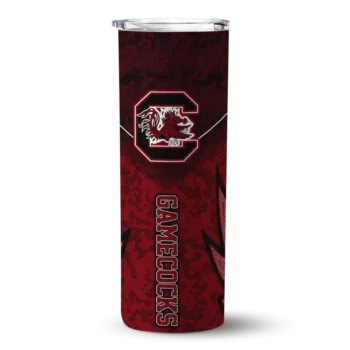 Custom South Carolina Gamecocks Spiral Burst Print Garnet Skinny Tumbler
