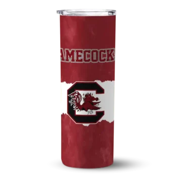 Custom South Carolina Gamecocks Torn Band Garnet White Skinny Tumbler