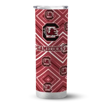 Custom South Carolina Gamecocks Zipper Leopard Garnet Skinny Tumbler