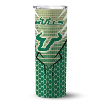 Custom South Florida Bulls Chevron Stripes Green Skinny Tumbler