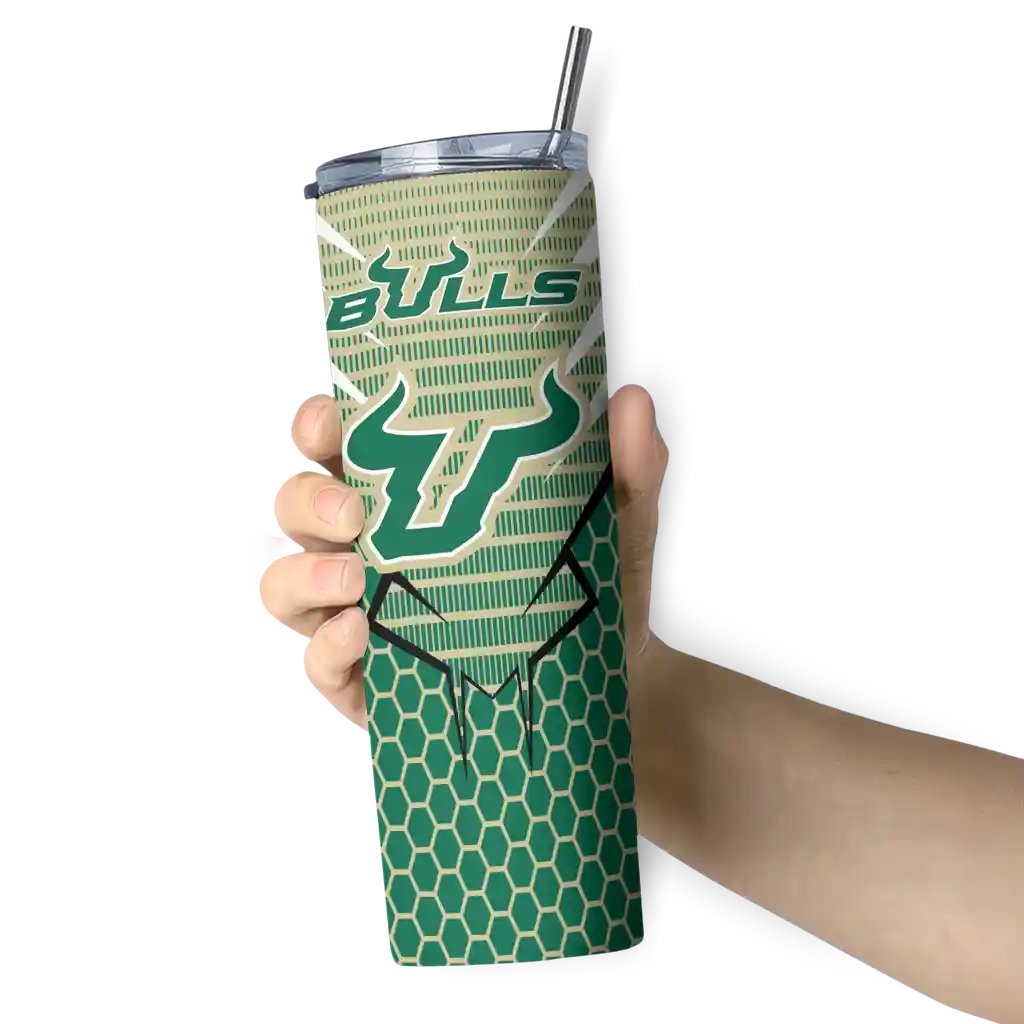 custom-south-florida-bulls-chevron-stripes-green-skinny-tumbler-premium-grade.webp