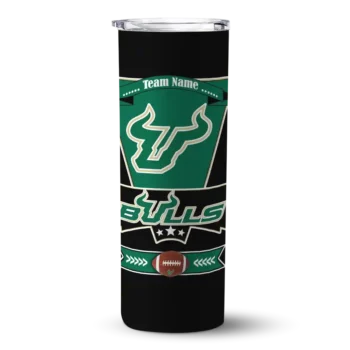 Custom South Florida Bulls Helmet Belt Green Black Skinny Tumbler