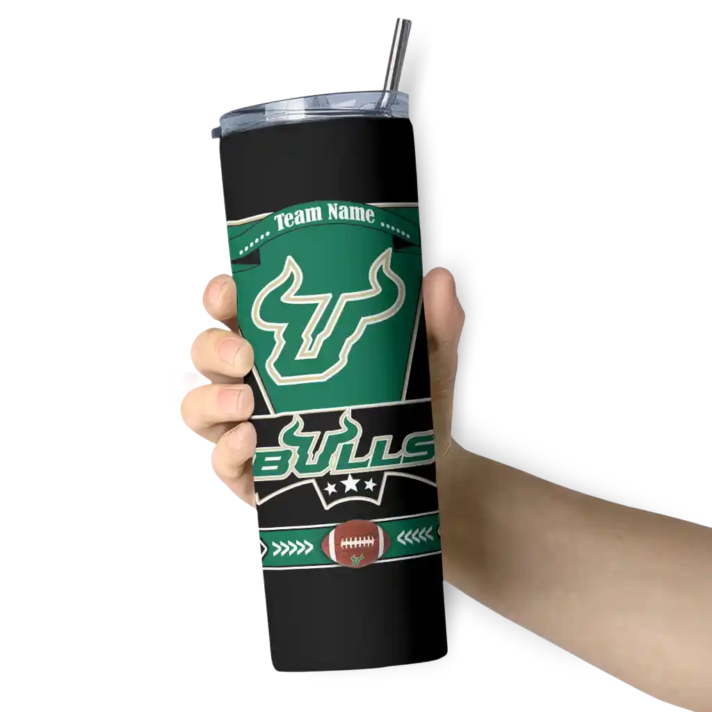 custom-south-florida-bulls-helmet-belt-green-black-skinny-tumbler-premium-grade.webp