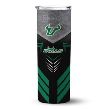 Custom South Florida Bulls Hexagon Honeycomb Green Black Skinny Tumbler