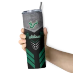 custom-south-florida-bulls-hexagon-honeycomb-green-black-skinny-tumbler-best-selling.webp