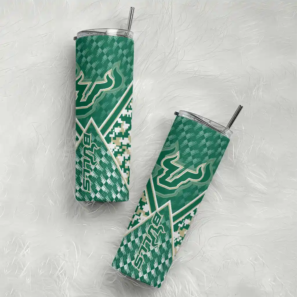 custom-south-florida-bulls-monogram-burst-green-white-skinny-tumbler-top-rated.webp
