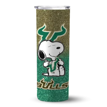 Custom South Florida Bulls Snoopy Attitude Green Skinny Tumbler