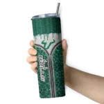 custom-south-florida-bulls-sparkle-drip-green-skinny-tumbler-best-selling.webp
