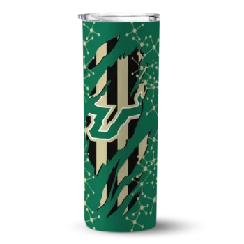Custom South Florida Bulls Star Pop Green Black Skinny Tumbler