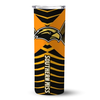 Custom Southern Miss Golden Eagles Camo Texture Black Skinny Tumbler