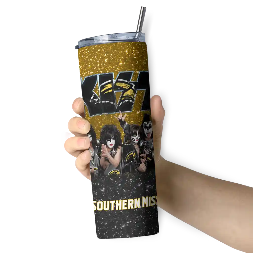 custom-southern-miss-golden-eagles-kiss-band-gold-skinny-tumbler-premium-grade.webp