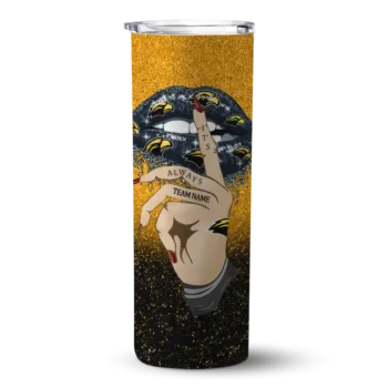 Custom Southern Miss Golden Eagles Sparkle Lips Black Skinny Tumbler
