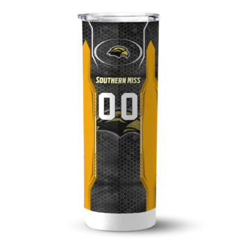 Custom Southern Miss Golden Eagles Stacked Diamond Black Skinny Tumbler