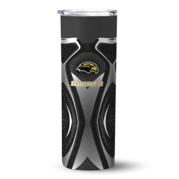 Custom Southern Miss Golden Eagles Superman Emblem Black Skinny Tumbler
