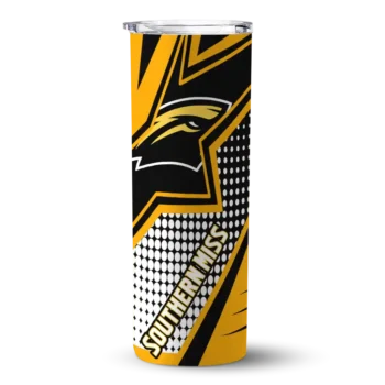 Custom Southern Miss Golden Eagles Web Stripes Black White Skinny Tumbler
