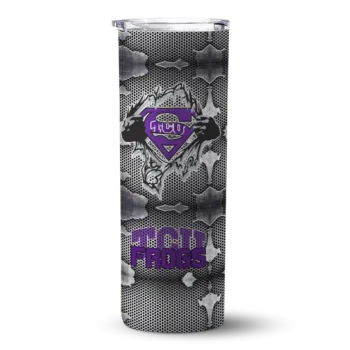 Custom TCU Horned Frogs Chevron V Purple Gray Skinny Tumbler