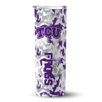Custom TCU Horned Frogs Claw Marks Purple White Skinny Tumbler