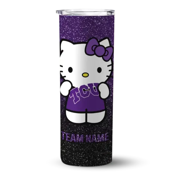 custom tcu horned frogs hello kitty purple black skinny tumbler best selling