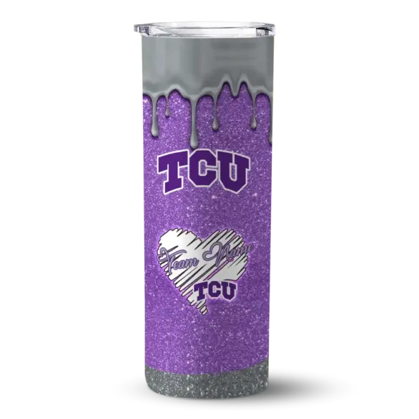 custom tcu horned frogs pixel fade purple skinny tumbler best selling